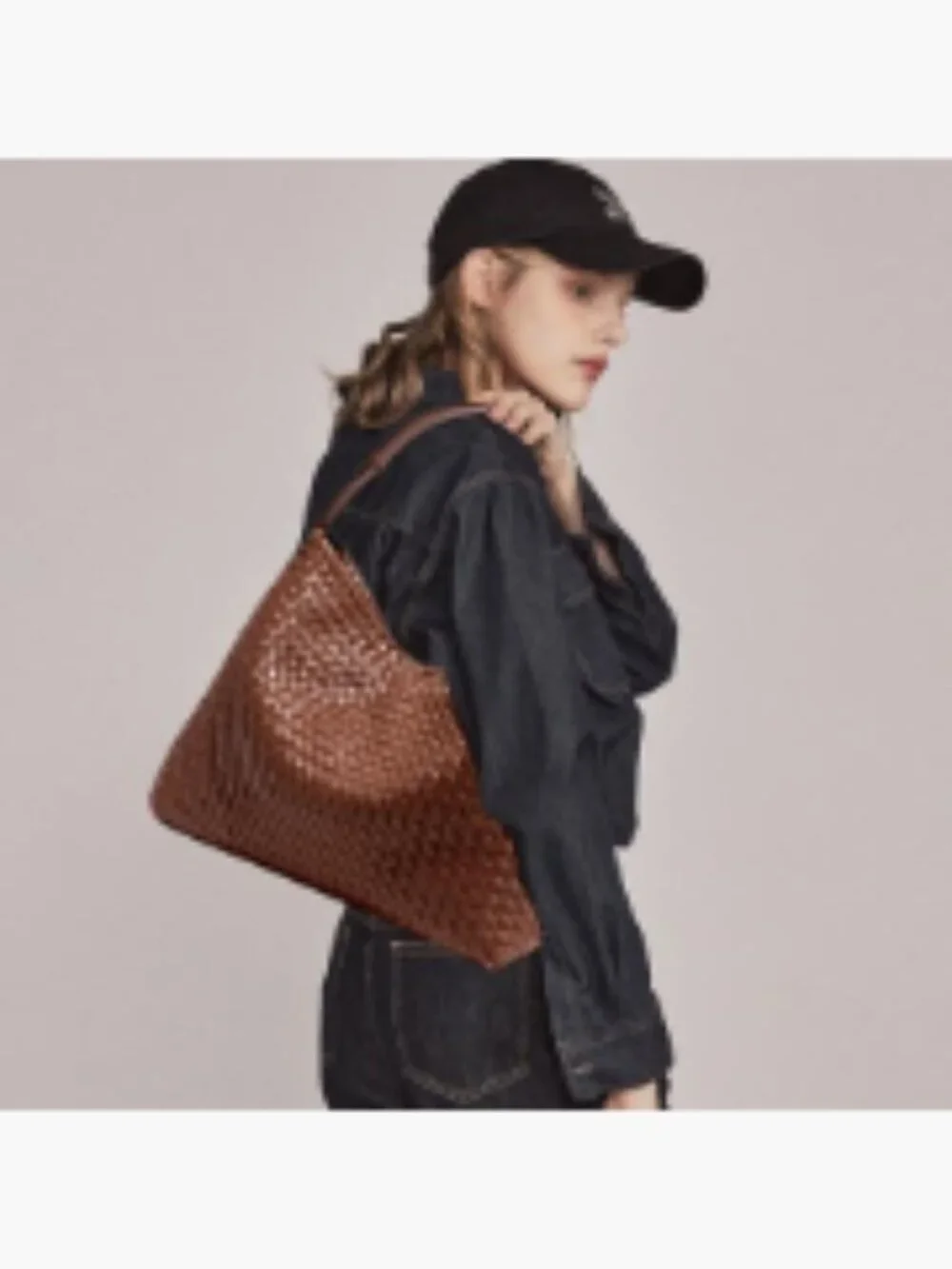 Woven Vegan Leather Hobo Tote Satchel Shoulder Crossbody Bag with Clutch